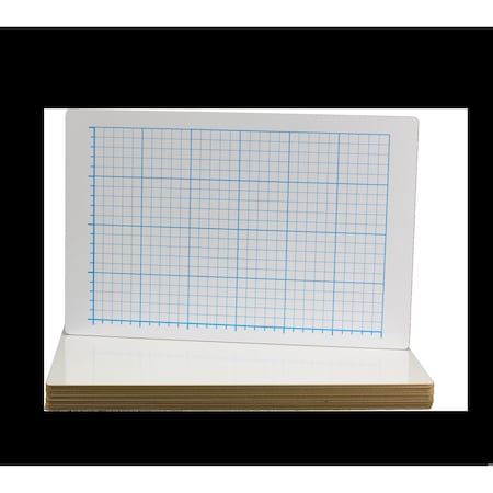 Flipside 12in X 18in Two Sided Quadrant Grid Dry Erase Board 1/2in Square Bulk Class, 12PK 22012